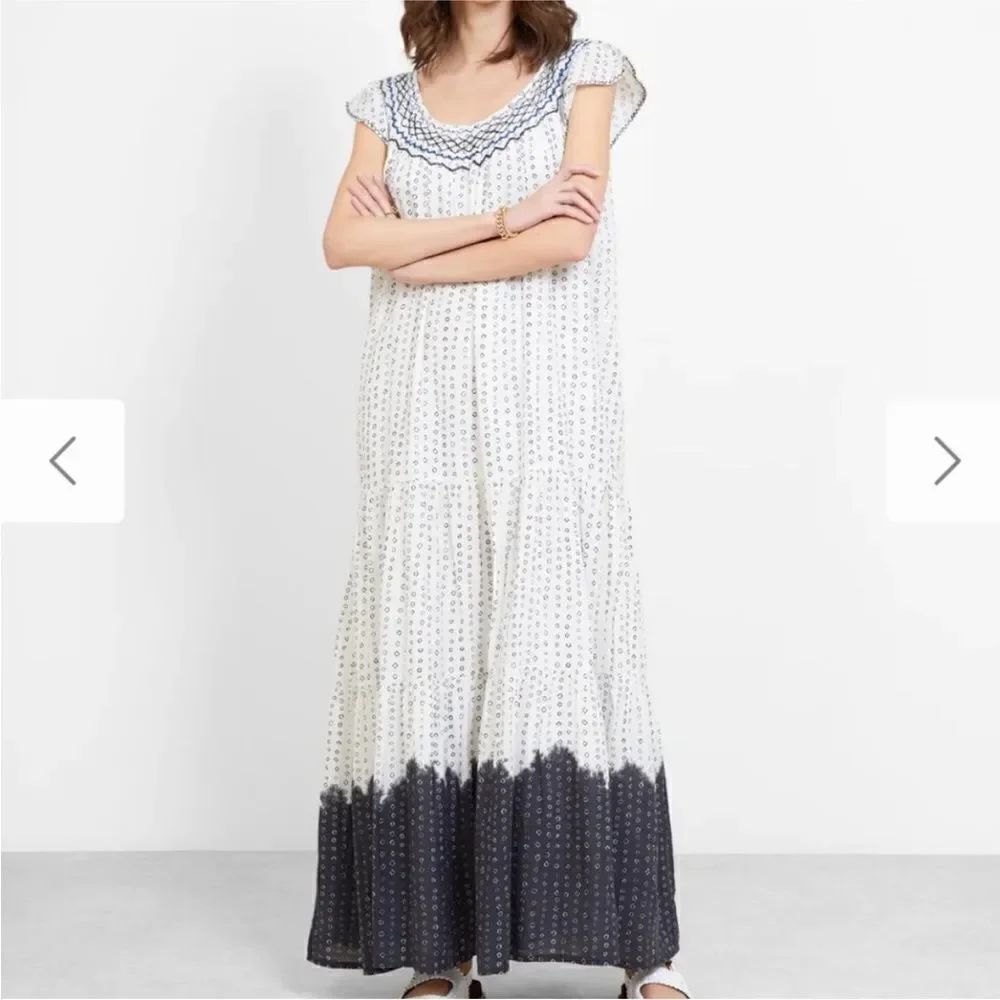 Apiece Apart Aborsano Smock Neck Tiered Maxi Dress Women’s SIZE SMALL